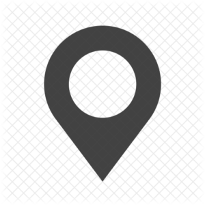 Location pin icon on dark background.